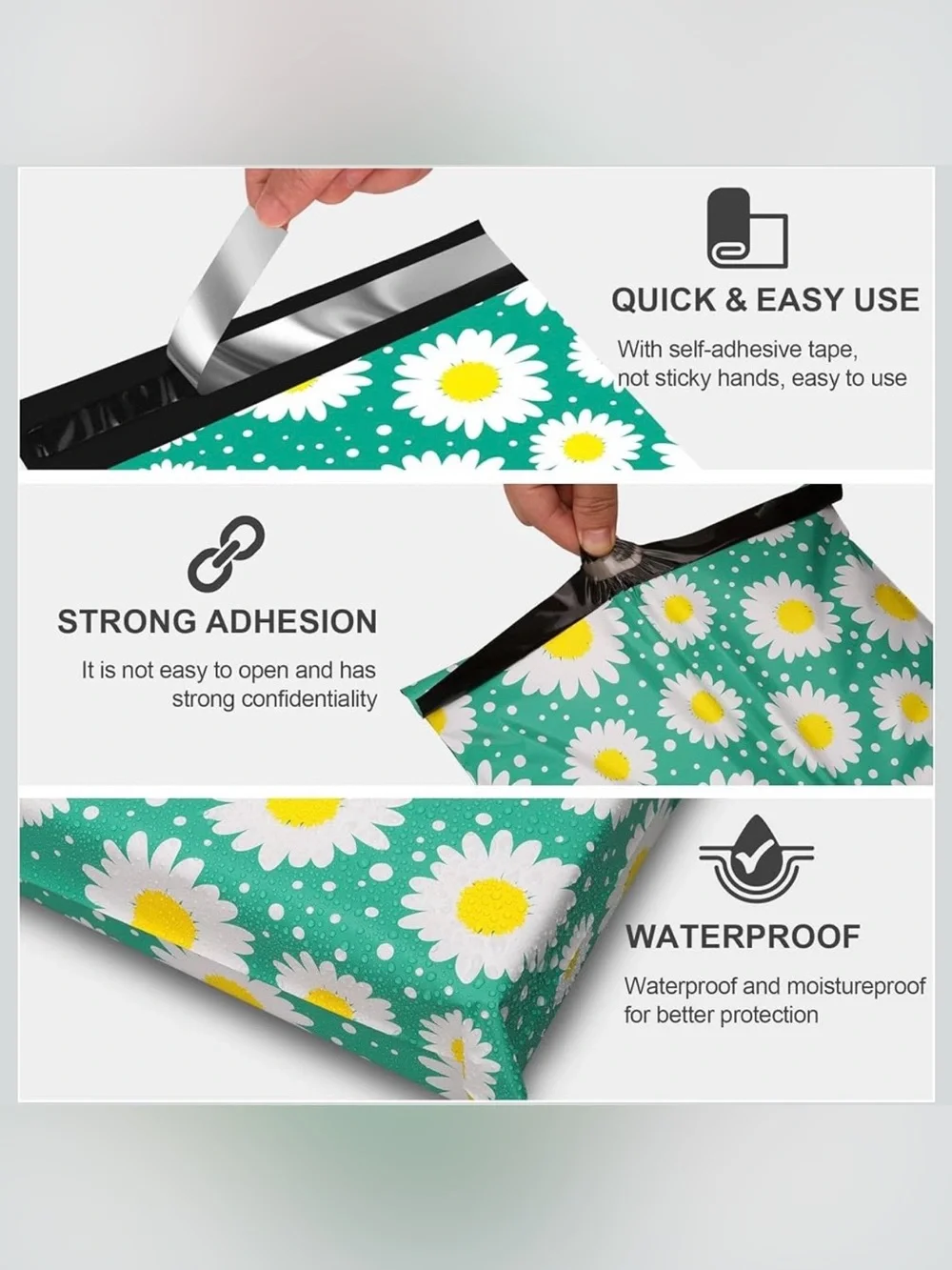 20 Daisy Polymailers 10x13 Waterproof Shipping Bags
